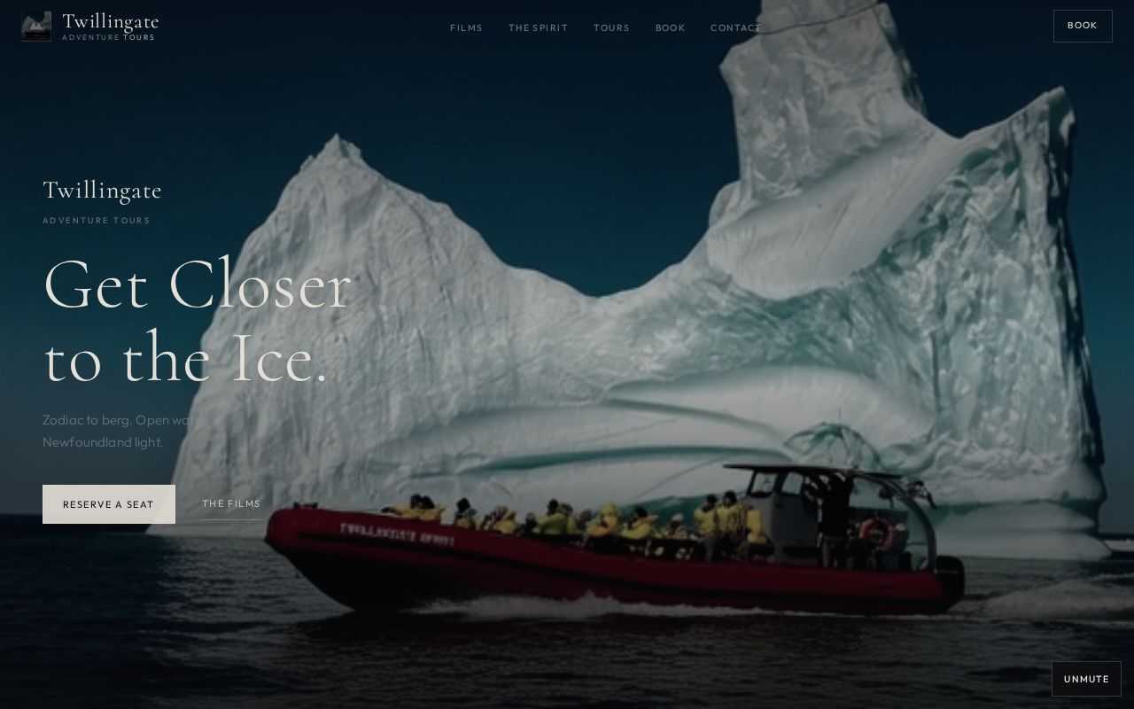 Twillingate Adventures sample site — desktop view